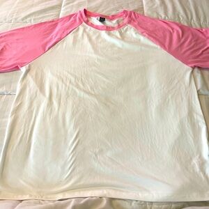 Shein large pink and white top (My72)